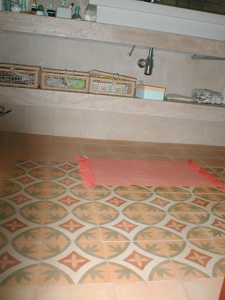 piso do banehiro em ladrilho hidráulico